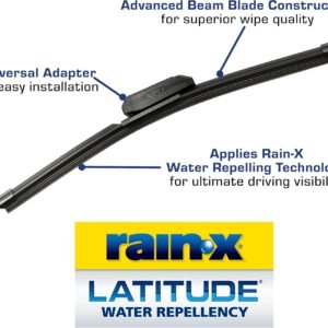 rain x 810165 latitude 2 in 1 water repellent wiper blades, 22 inch windshield wipers (pack of 2), automotive replacement windshield wiper blades with patented rain x water repellency formula