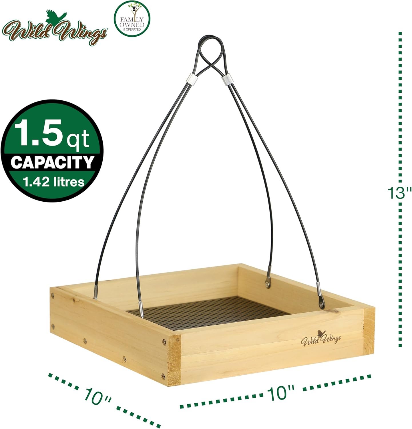wild wings wwcf23 rot resistant cedar hanging tray bird feeder with fresh seed tray, platform feeder for outdoor wild bird seed feeder and décor, wood wild wings wwcf23 rot resistant cedar hanging tray bird feeder with fresh seed tray, platform feeder for outdoor wild bird seed feeder and décor, wood