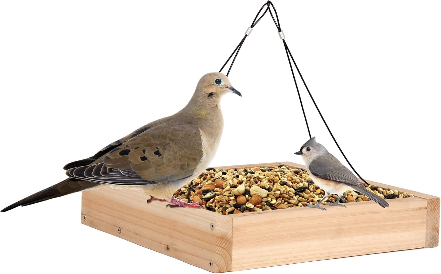wild wings wwcf23 rot resistant cedar hanging tray bird feeder with fresh seed tray, platform feeder for outdoor wild bird seed feeder and décor, wood wild wings wwcf23 rot resistant cedar hanging tray bird feeder with fresh seed tray, platform feeder for outdoor wild bird seed feeder and décor, wood