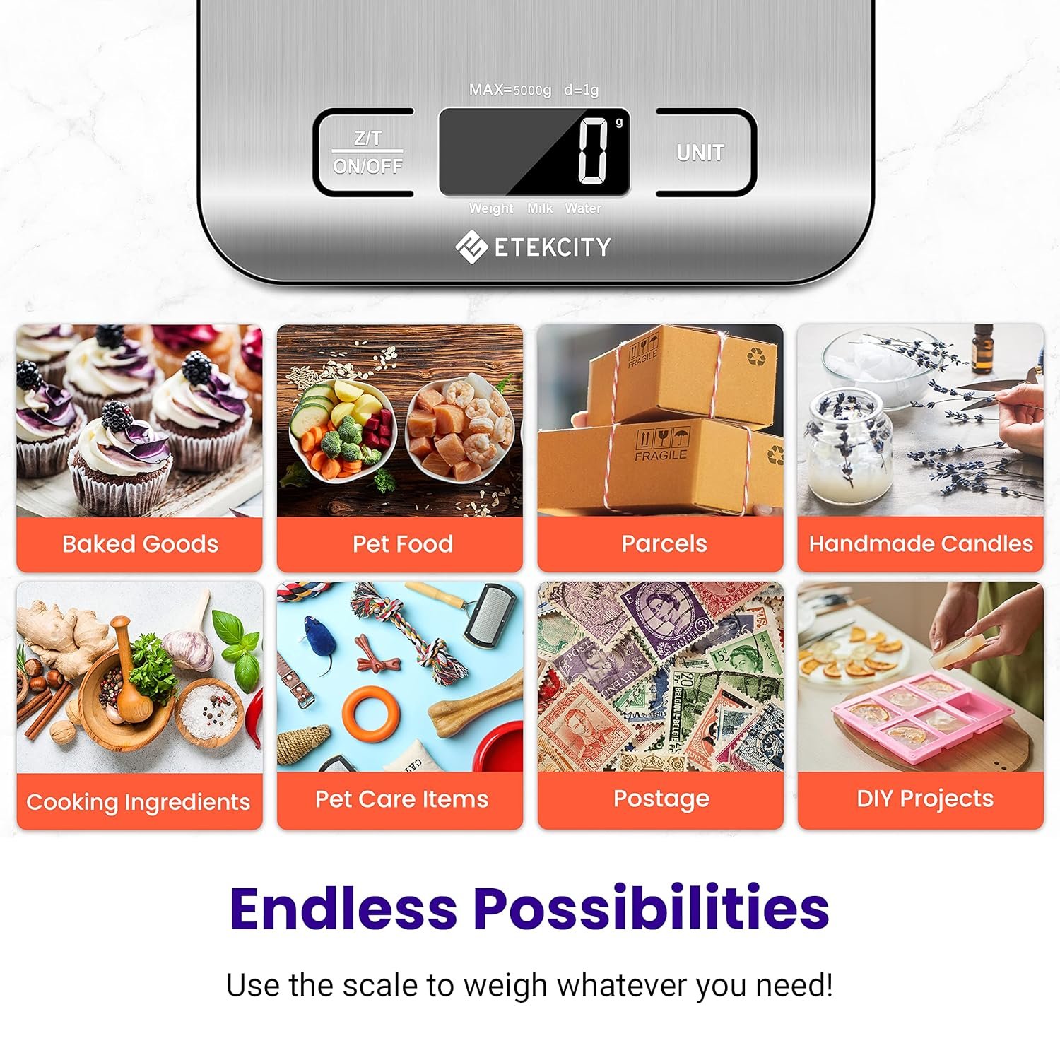 etekcity food kitchen scale, digital grams and ounces for weight loss, baking, cooking, keto and meal prep, lcd display, medium, 304 stainless steel etekcity food kitchen scale, digital grams and ounces for weight loss, baking, cooking, keto and meal prep, lcd display, medium, 304 stainless steel